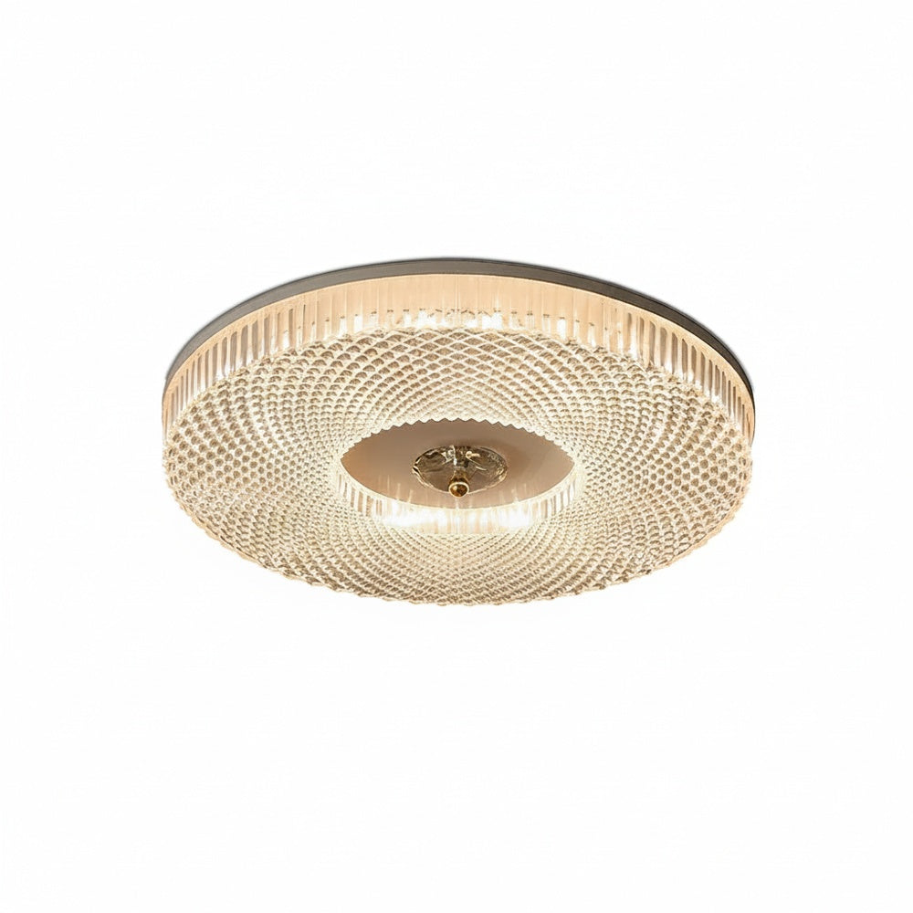 Ceiling Lamp Art Deco Style with Crystal-Effect Acrylic Diffuser and Round Design