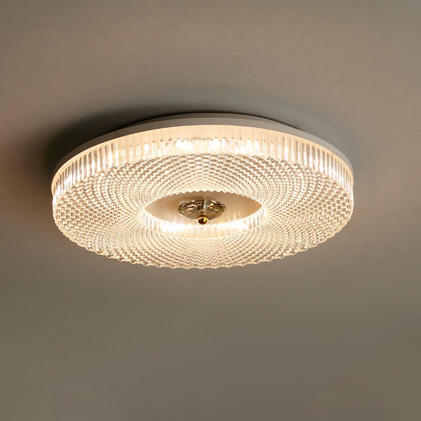 Ceiling Lamp Art Deco Style with Crystal-Effect Acrylic Diffuser and Round Design