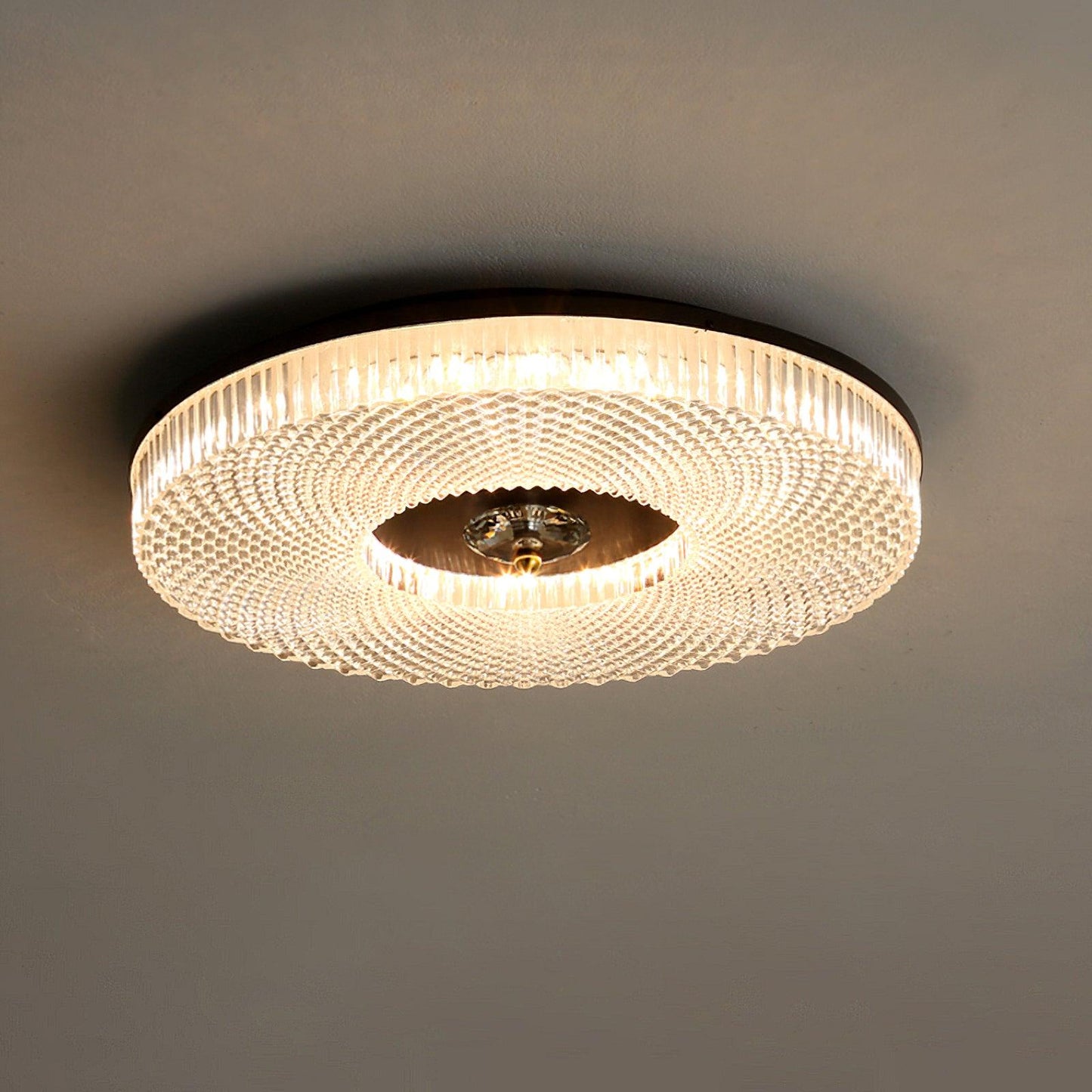 Ceiling Lamp Art Deco Style with Crystal-Effect Acrylic Diffuser and Round Design