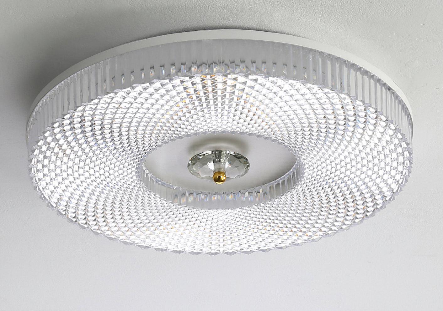 Ceiling Lamp Art Deco Style with Crystal-Effect Acrylic Diffuser and Round Design