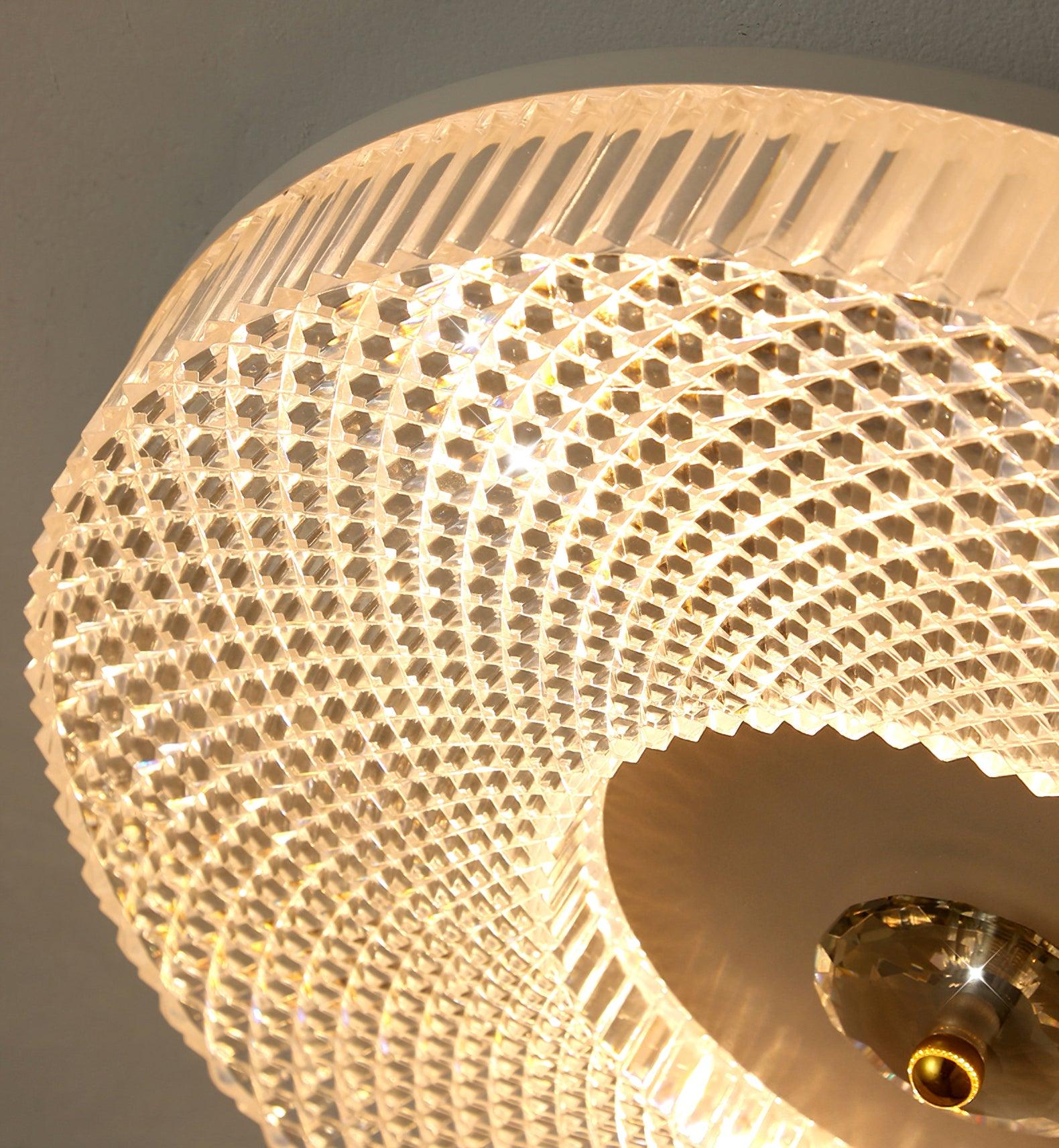 Ceiling Lamp Art Deco Style with Crystal-Effect Acrylic Diffuser and Round Design