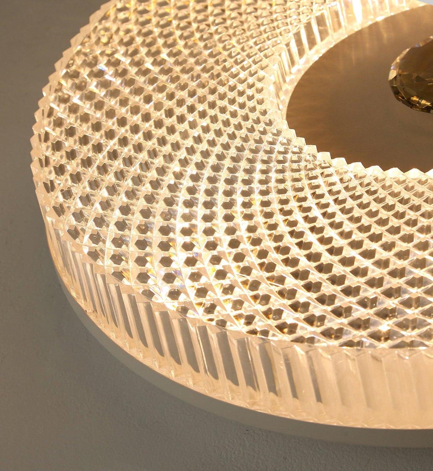 Ceiling Lamp Art Deco Style with Crystal-Effect Acrylic Diffuser and Round Design