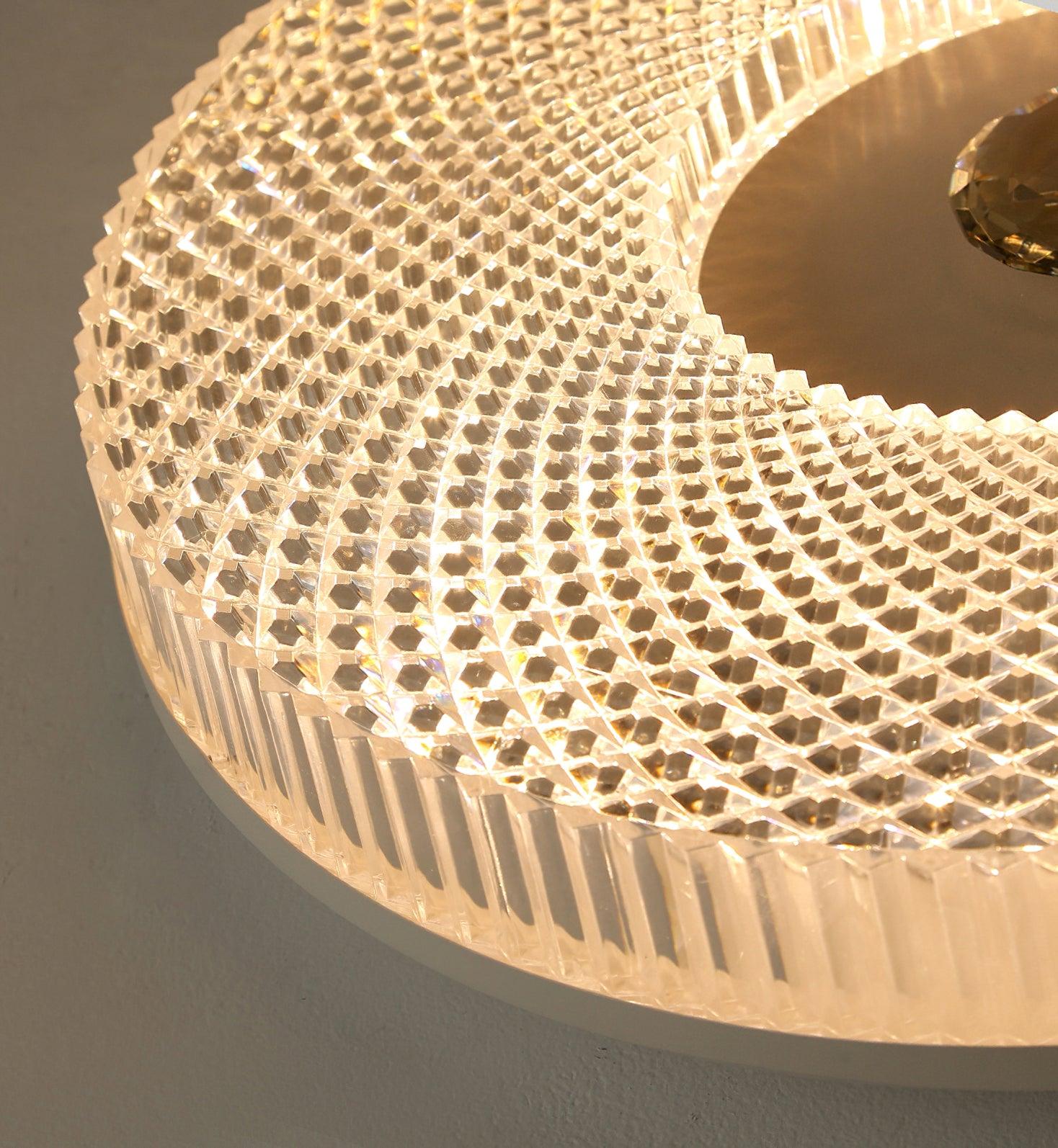 Ceiling Lamp Art Deco Style with Crystal-Effect Acrylic Diffuser and Round Design