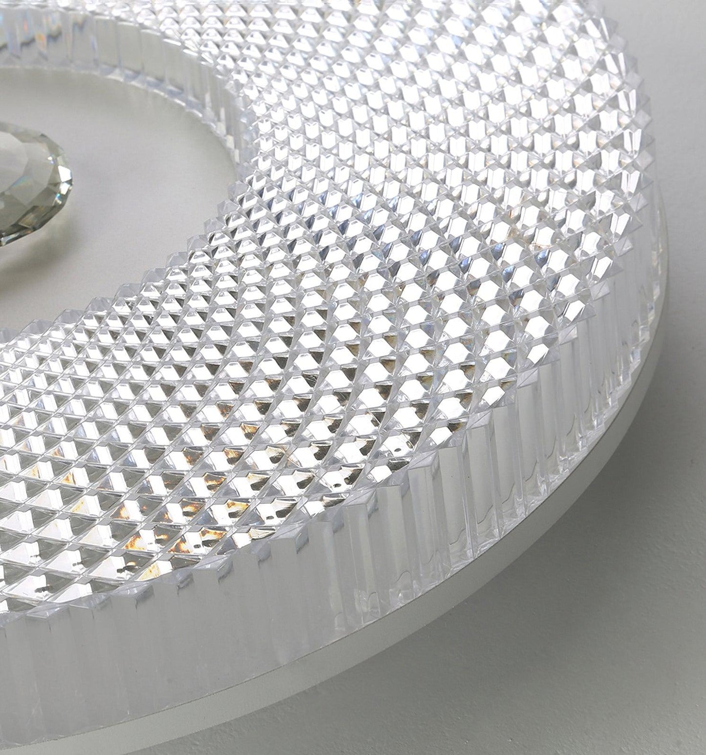 Ceiling Lamp Art Deco Style with Crystal-Effect Acrylic Diffuser and Round Design