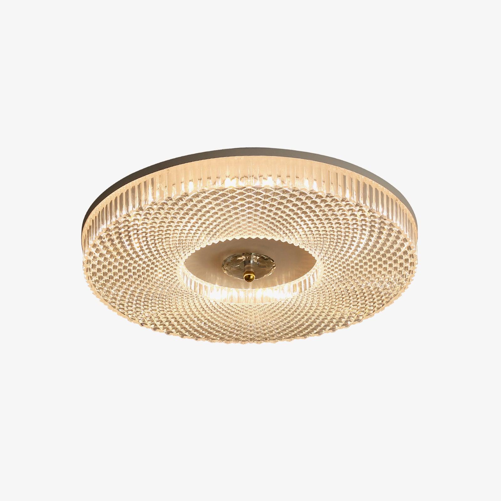Ceiling Lamp Art Deco Style with Crystal-Effect Acrylic Diffuser and Round Design