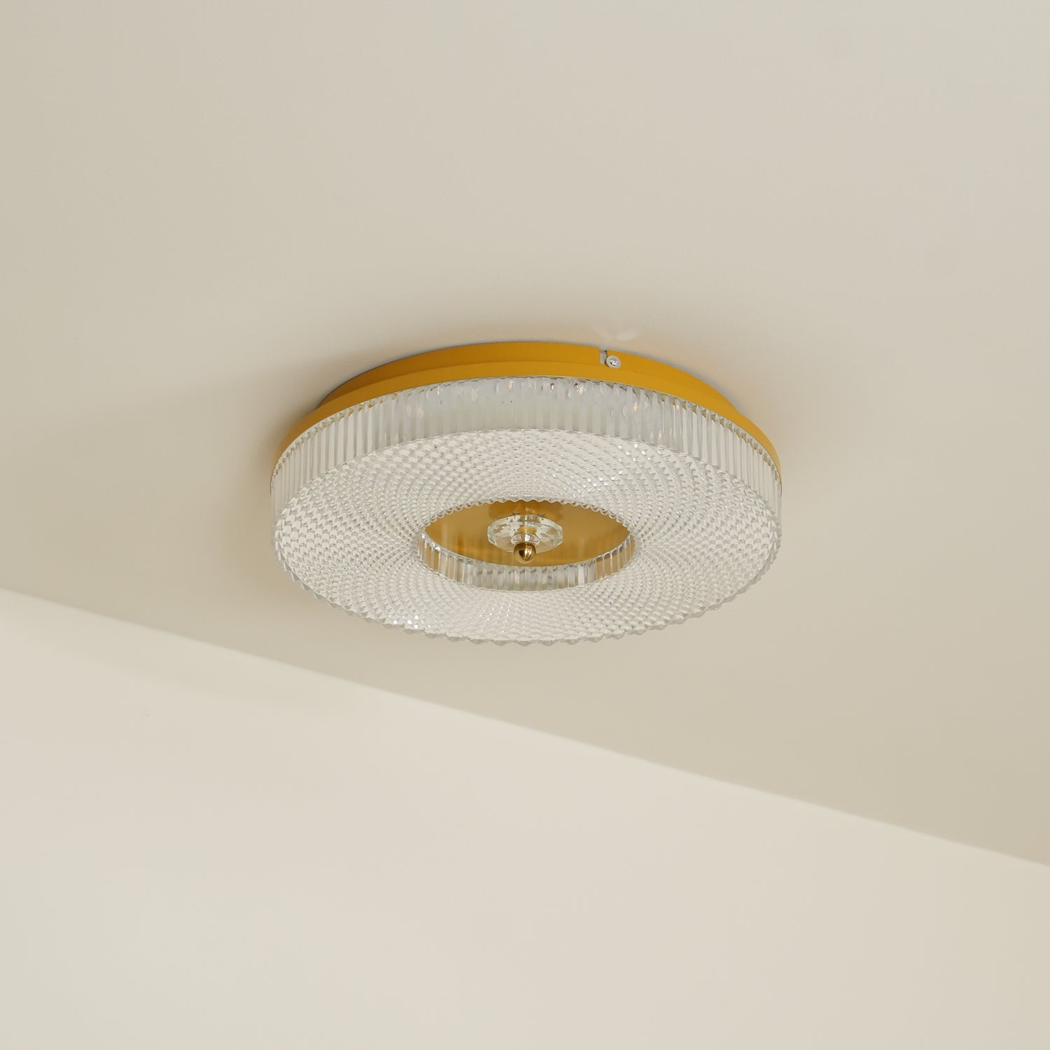 Ceiling Lamp Art Deco Style with Crystal-Effect Acrylic Diffuser and Round Design