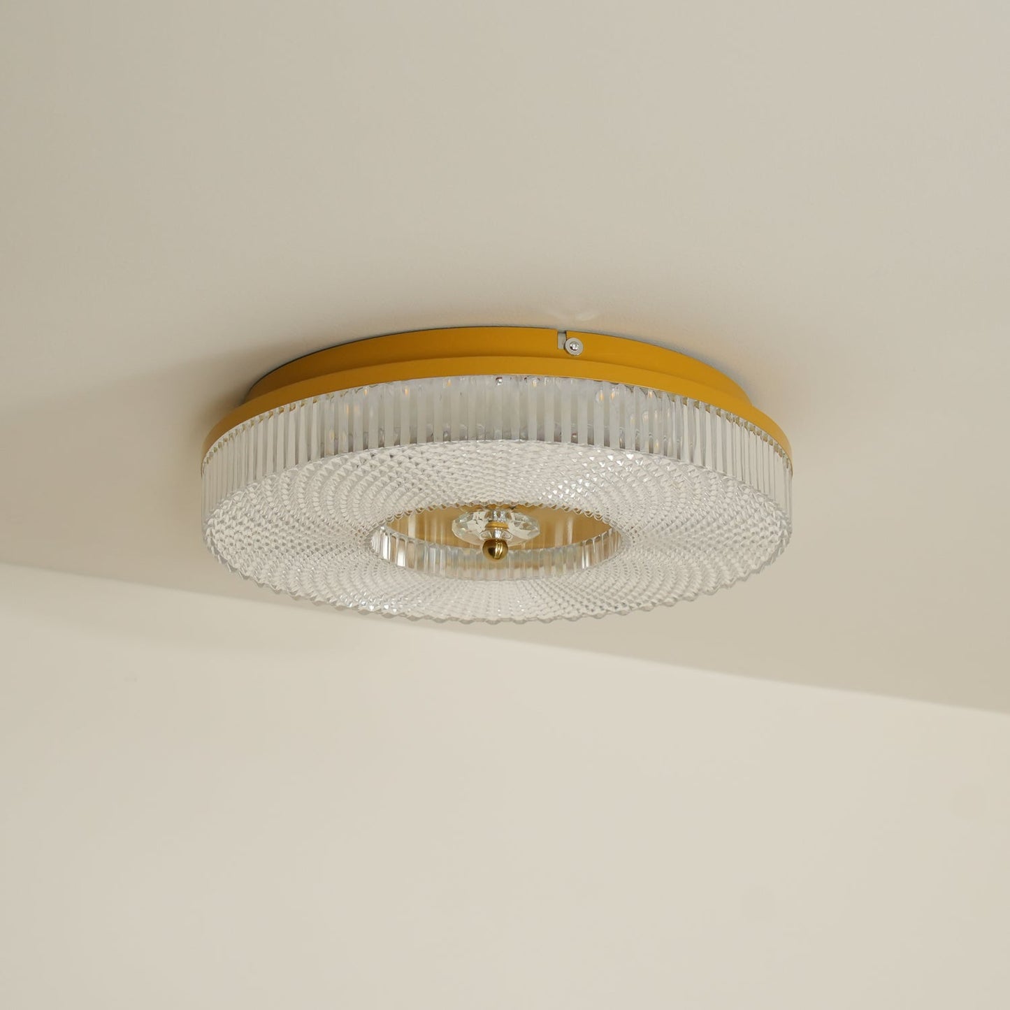 Ceiling Lamp Art Deco Style with Crystal-Effect Acrylic Diffuser and Round Design