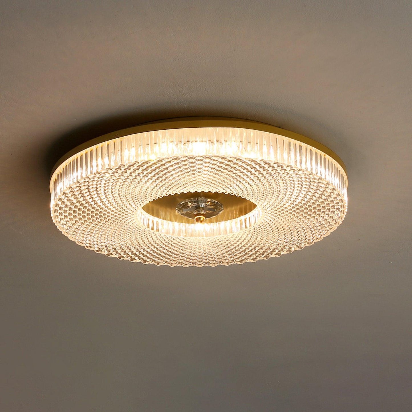 Ceiling Lamp Art Deco Style with Crystal-Effect Acrylic Diffuser and Round Design