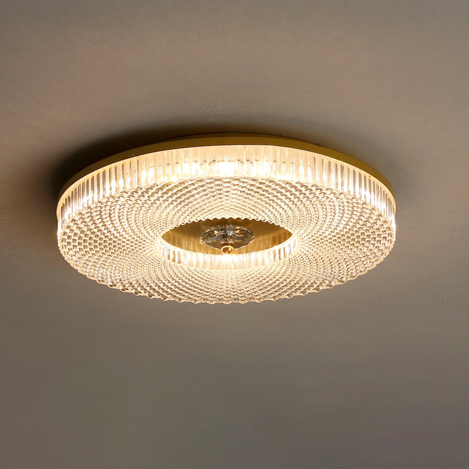 Ceiling Lamp Art Deco Style with Crystal-Effect Acrylic Diffuser and Round Design