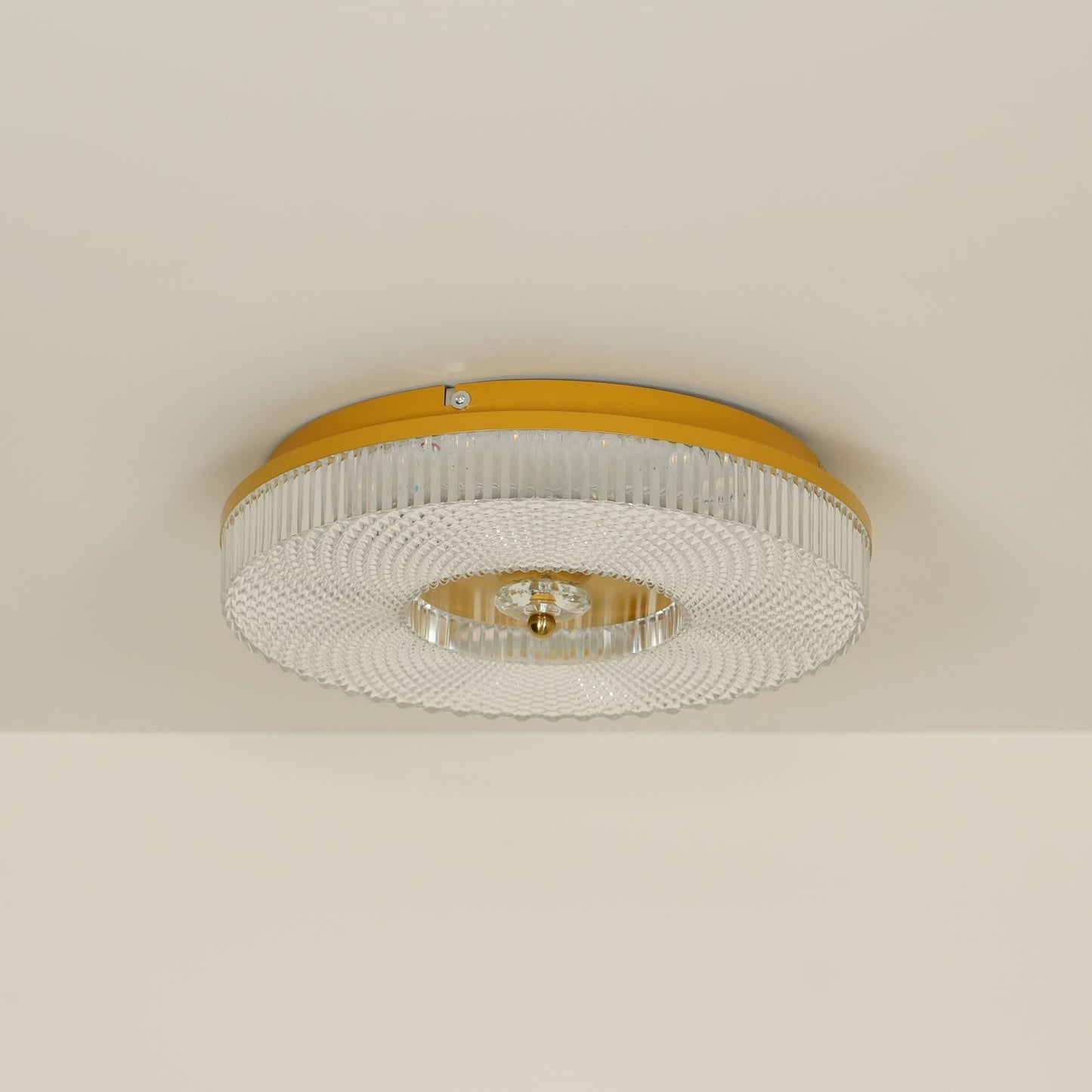 Ceiling Lamp Art Deco Style with Crystal-Effect Acrylic Diffuser and Round Design