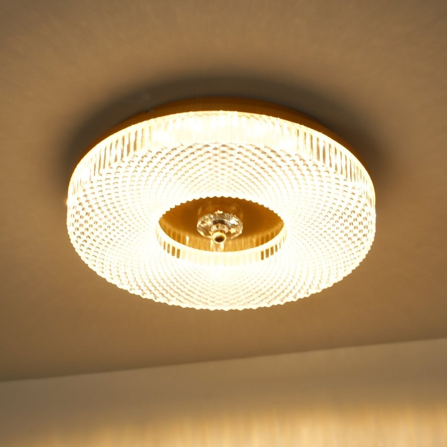 Ceiling Lamp Art Deco Style with Crystal-Effect Acrylic Diffuser and Round Design