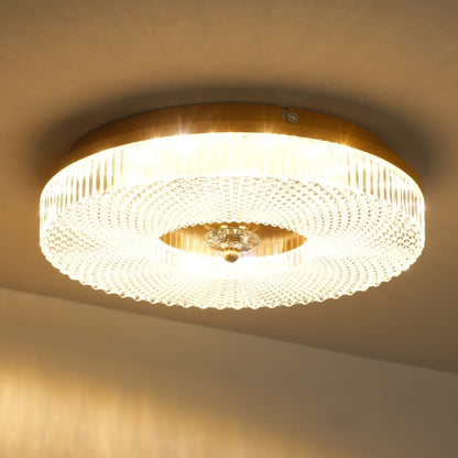 Ceiling Lamp Art Deco Style with Crystal-Effect Acrylic Diffuser and Round Design