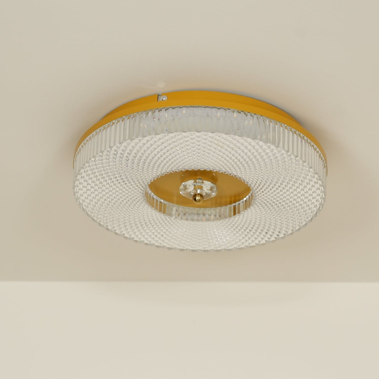 Ceiling Lamp Art Deco Style with Crystal-Effect Acrylic Diffuser and Round Design