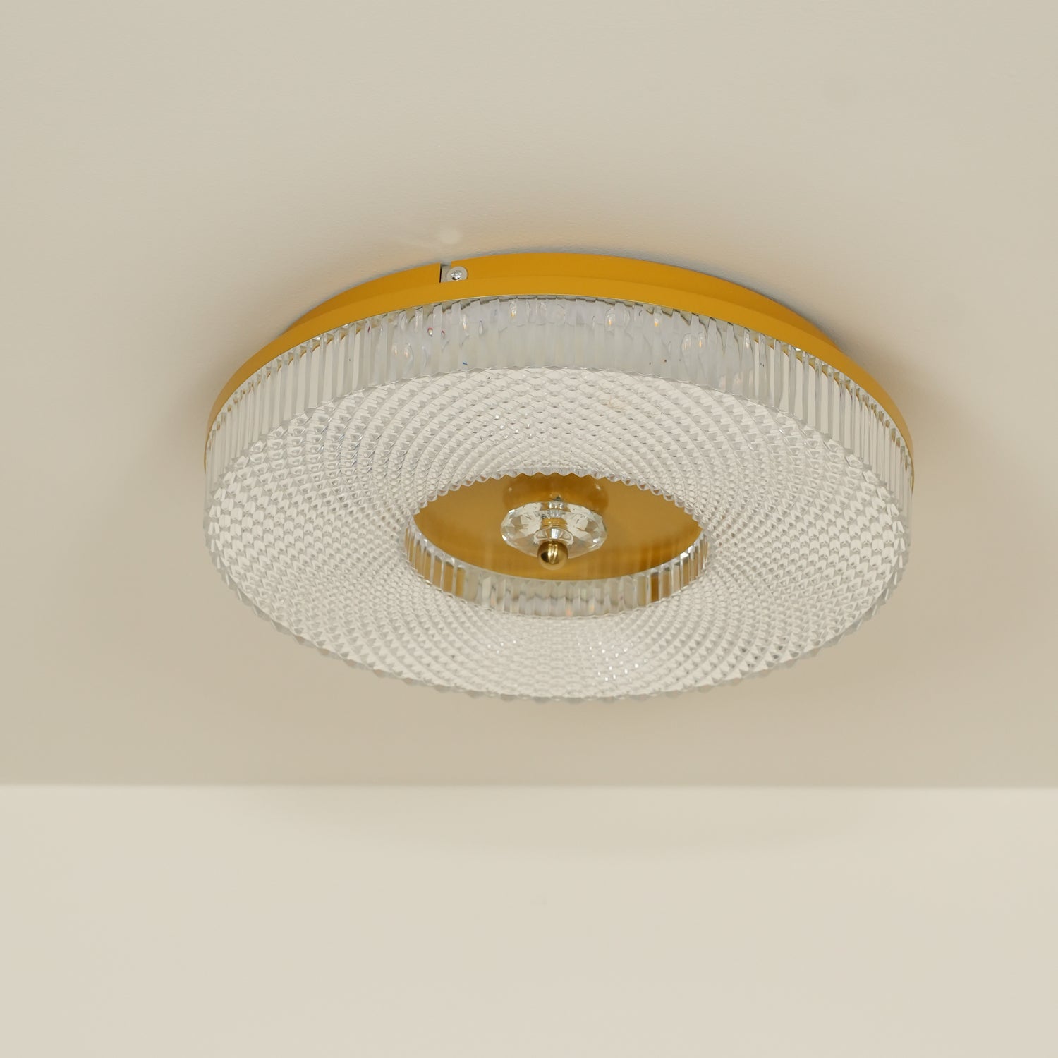 Ceiling Lamp Art Deco Style with Crystal-Effect Acrylic Diffuser and Round Design