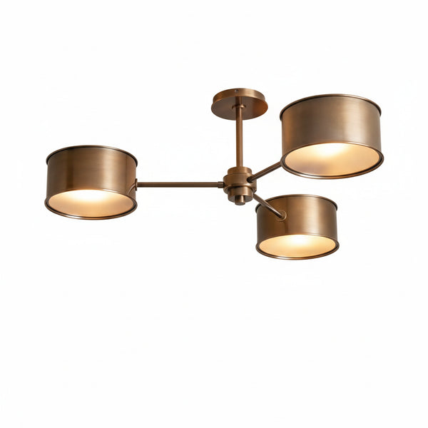 Ceiling Lamp Art Deco with Three Drum Shades and Diffusers