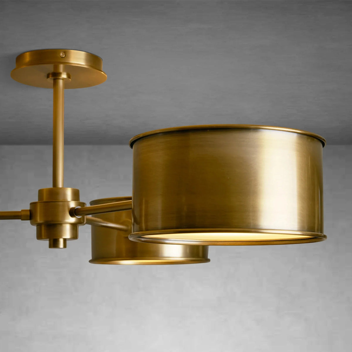 Ceiling Lamp Art Deco with Three Drum Shades and Diffusers