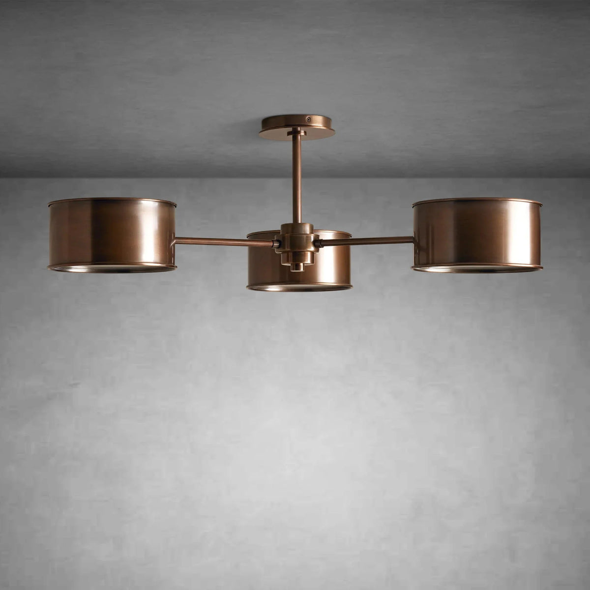Ceiling Lamp Art Deco with Three Drum Shades and Diffusers