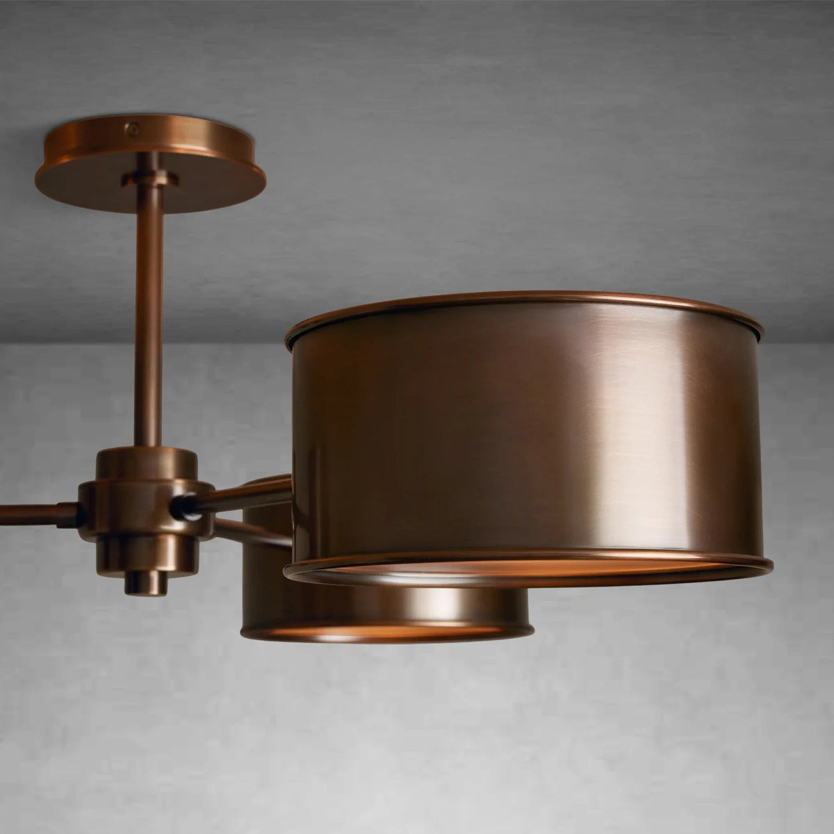 Ceiling Lamp Art Deco with Three Drum Shades and Diffusers