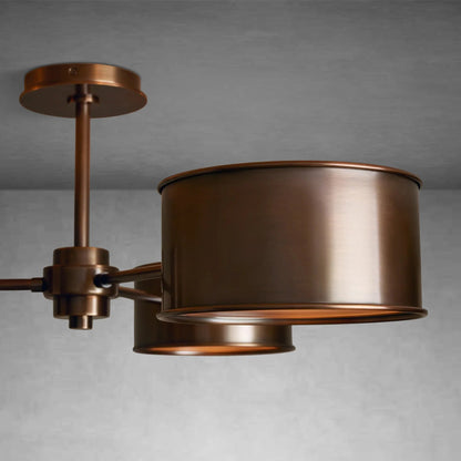 Ceiling Lamp Art Deco with Three Drum Shades and Diffusers