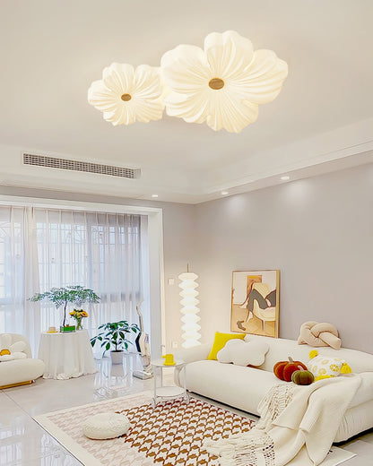Ceiling Lamp Bohemian Flower Shape with Integrated LED and Wood Detail