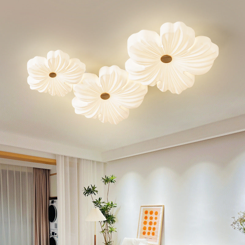 Ceiling Lamp Bohemian Flower Shape with Integrated LED and Wood Detail