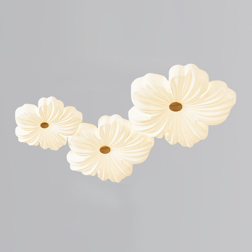 Ceiling Lamp Bohemian Flower Shape with Integrated LED and Wood Detail