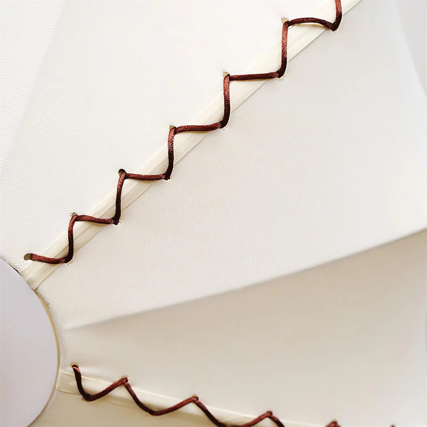 Ceiling Lamp Bohemian with Scalloped Fabric Shade and Walnut Wood Detail