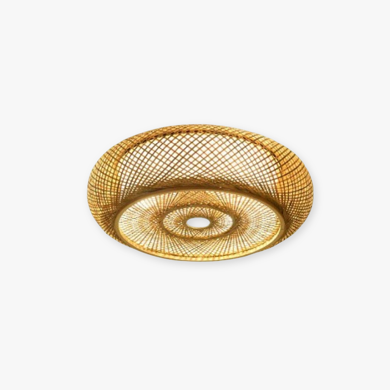 Ceiling Lamp Bohemian Woven Rattan Shade with E27 Fitting