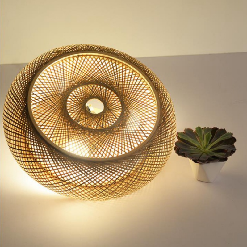 Ceiling Lamp Bohemian Woven Rattan Shade with E27 Fitting