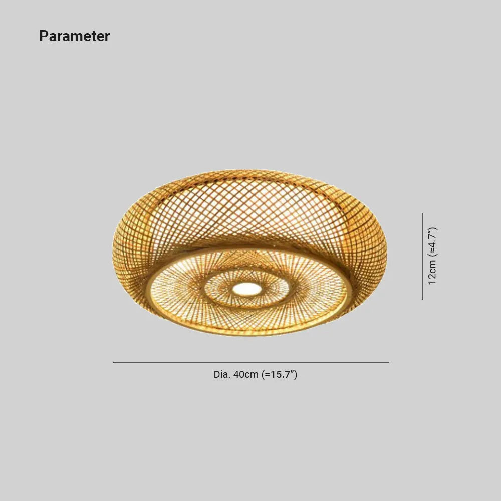 Ceiling Lamp Bohemian Woven Rattan Shade with E27 Fitting