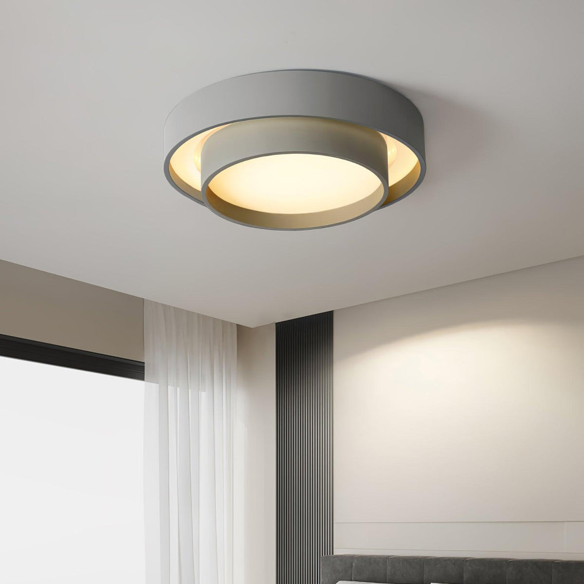 Ceiling Lamp Minimalist Double Ring LED with Remote Dimmer