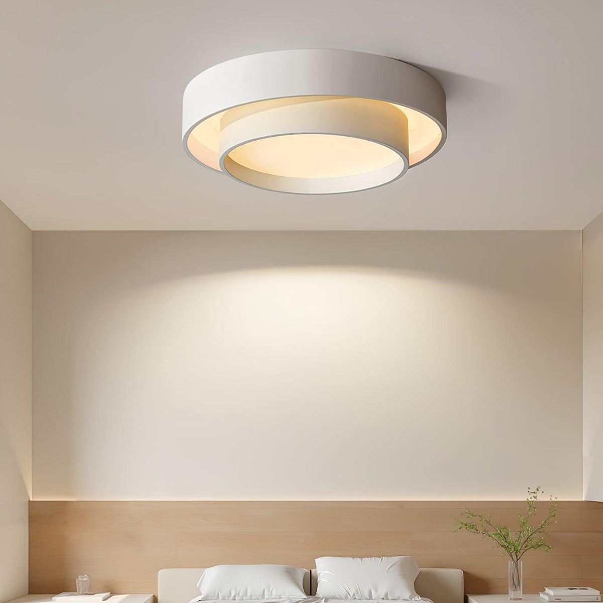 Ceiling Lamp Minimalist Double Ring LED with Remote Dimmer