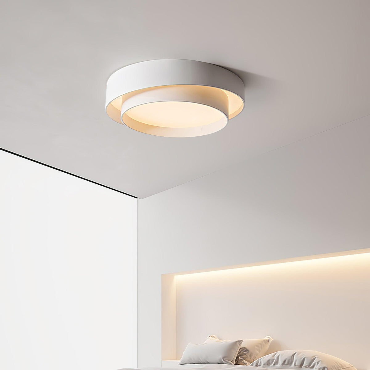 Ceiling Lamp Minimalist Double Ring LED with Remote Dimmer