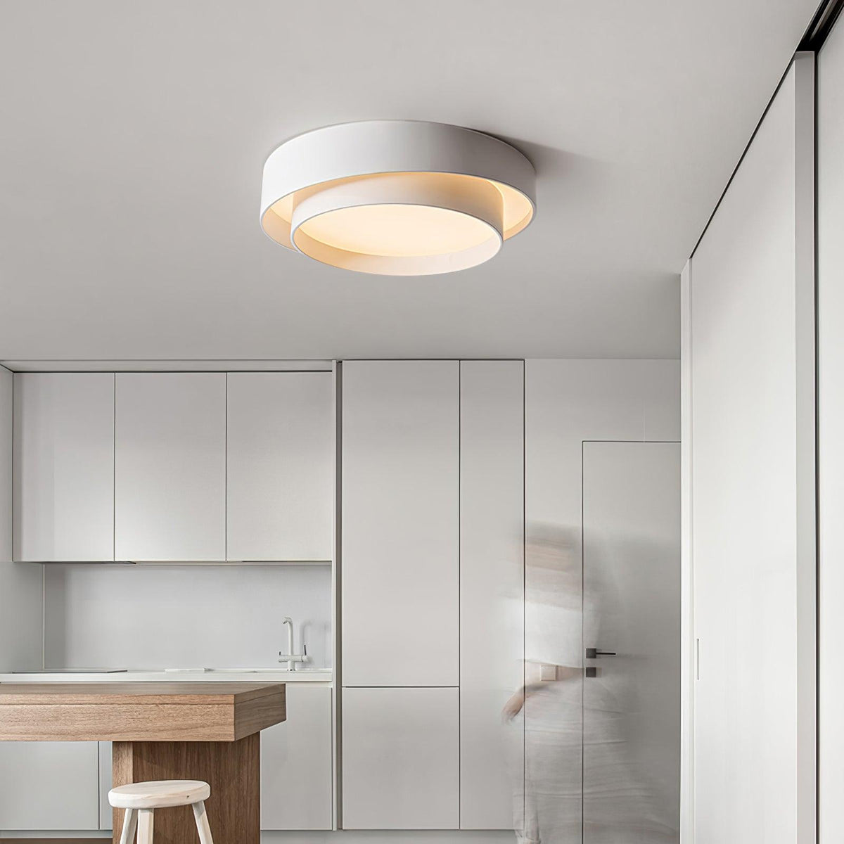 Ceiling Lamp Minimalist Double Ring LED with Remote Dimmer