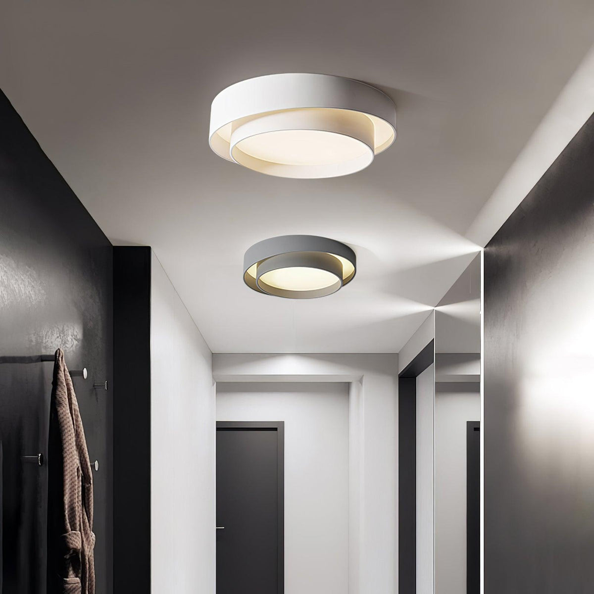 Ceiling Lamp Minimalist Double Ring LED with Remote Dimmer