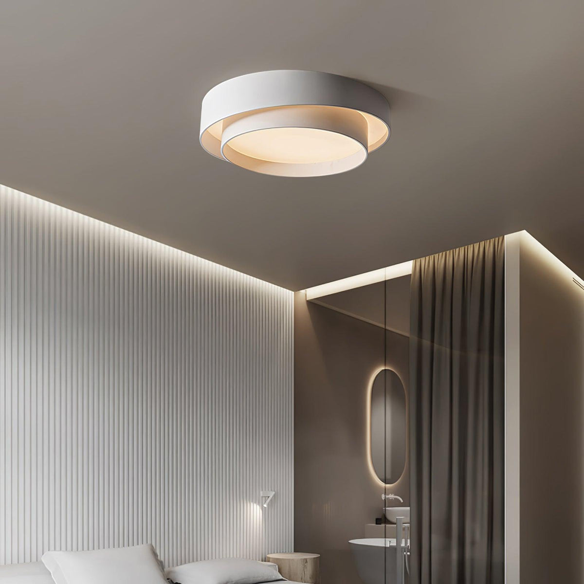 Ceiling Lamp Minimalist Double Ring LED with Remote Dimmer