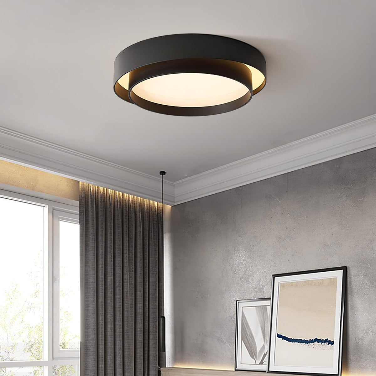 Ceiling Lamp Minimalist Double Ring LED with Remote Dimmer
