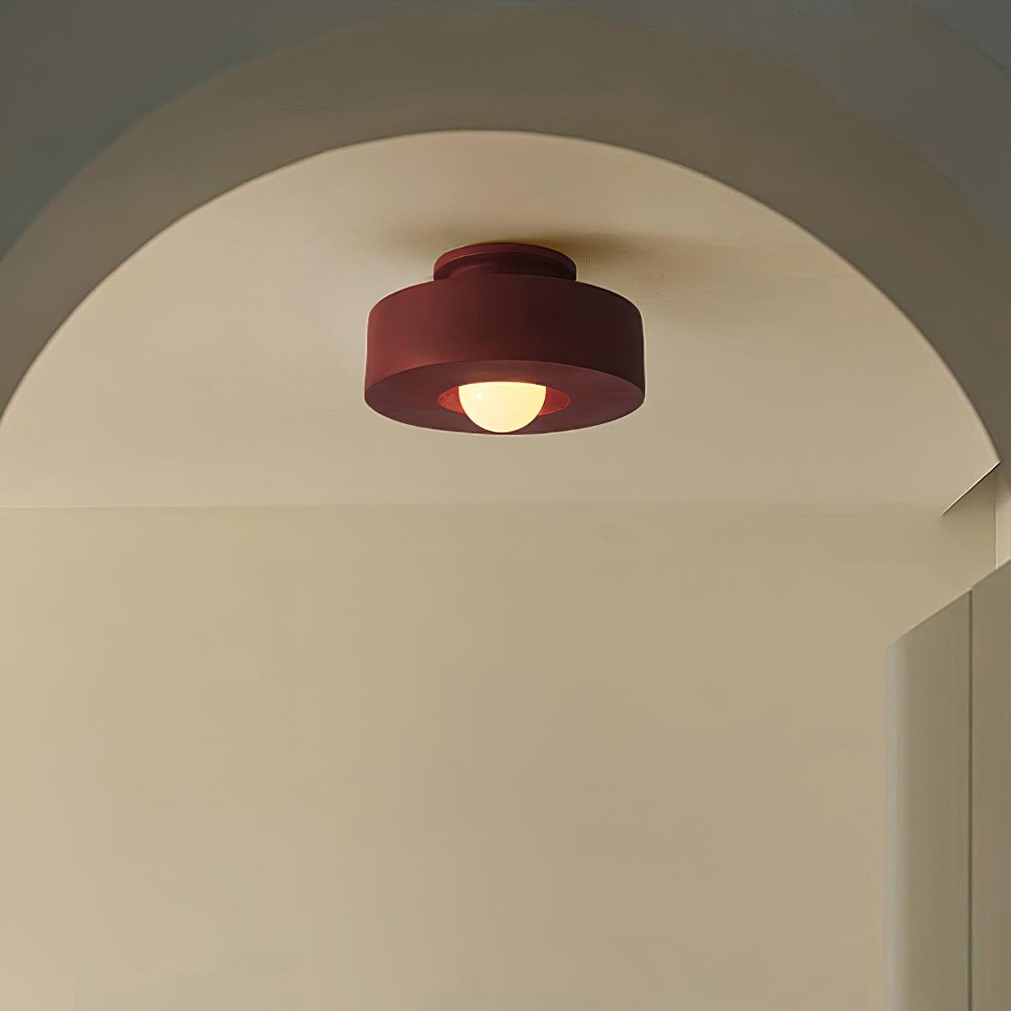 Ceiling Lamp Minimalist Round Drum Shape with Globe Bulb