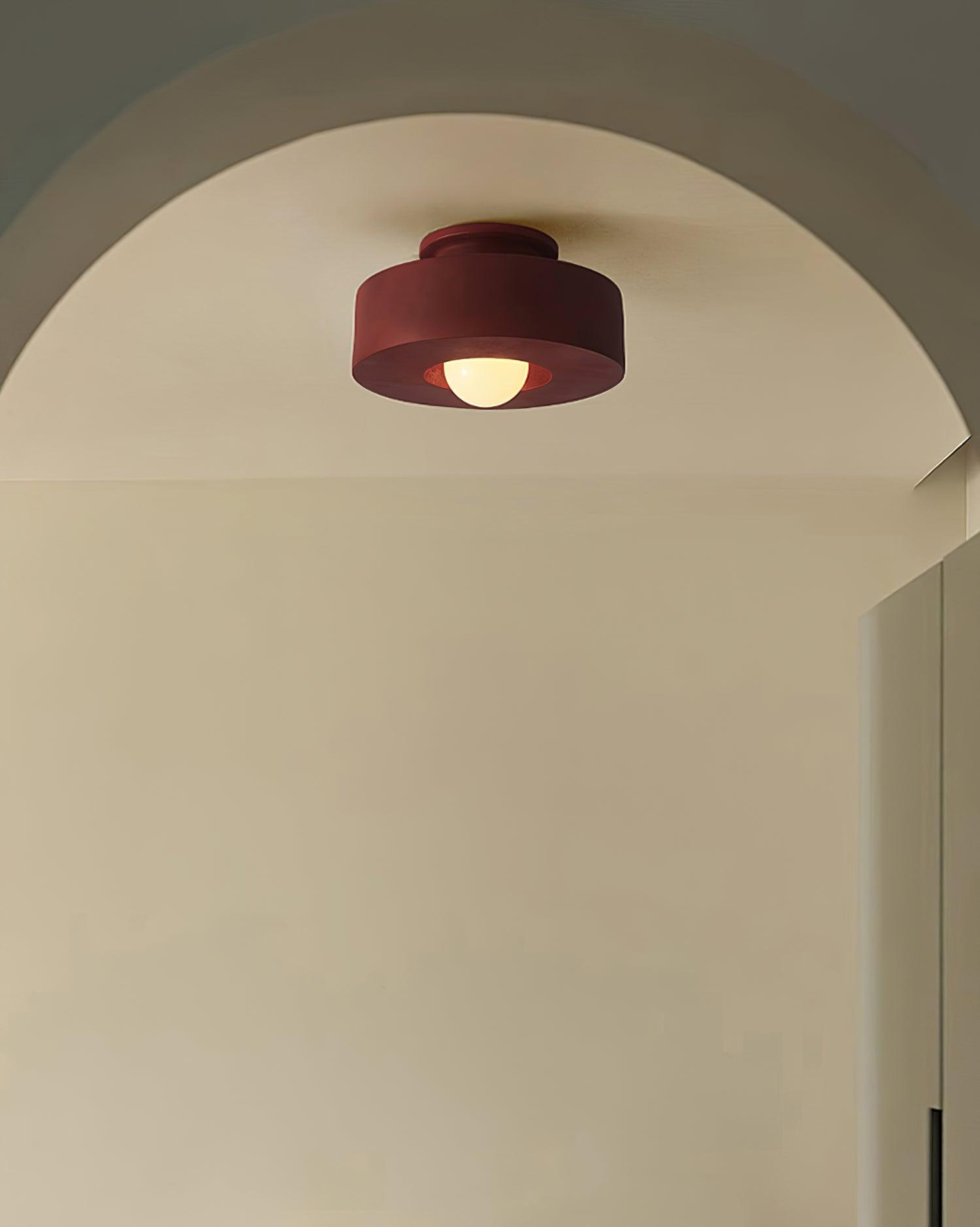 Ceiling Lamp Minimalist Round Drum Shape with Globe Bulb