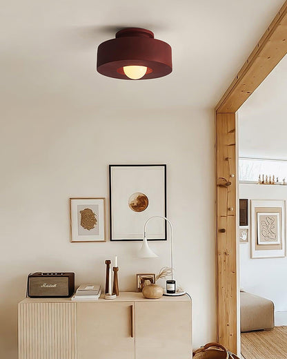 Ceiling Lamp Minimalist Round Drum Shape with Globe Bulb