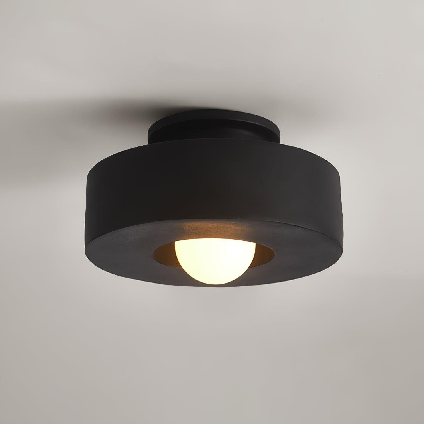 Ceiling Lamp Minimalist Round Drum Shape with Globe Bulb