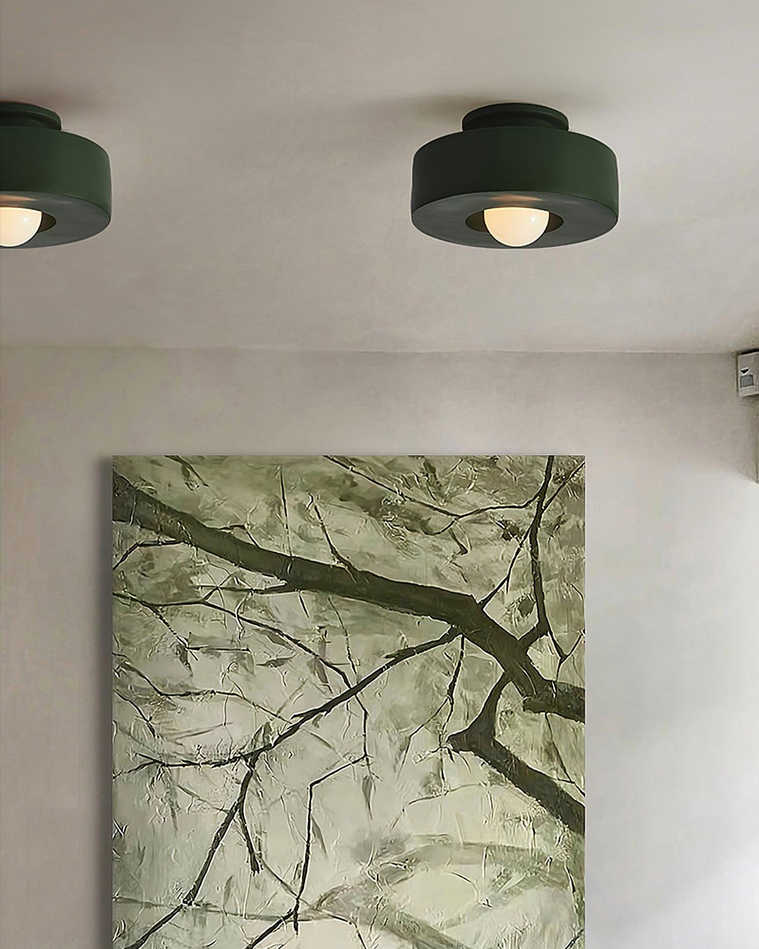 Ceiling Lamp Minimalist Round Drum Shape with Globe Bulb