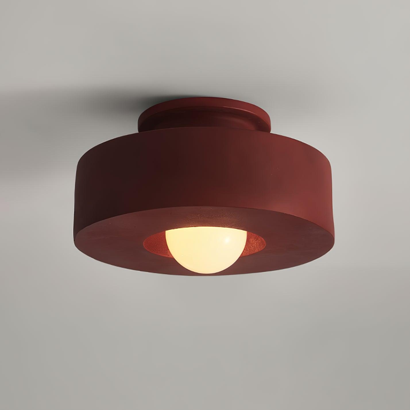 Ceiling Lamp Minimalist Round Drum Shape with Globe Bulb
