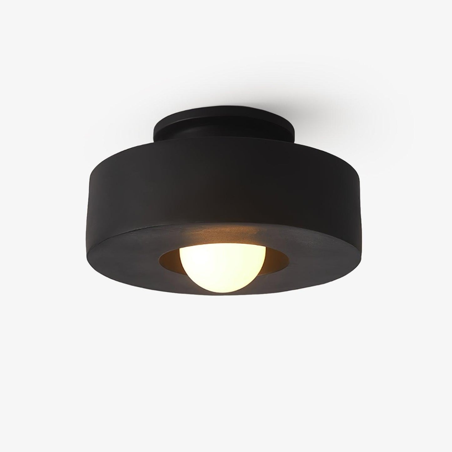Ceiling Lamp Minimalist Round Drum Shape with Globe Bulb