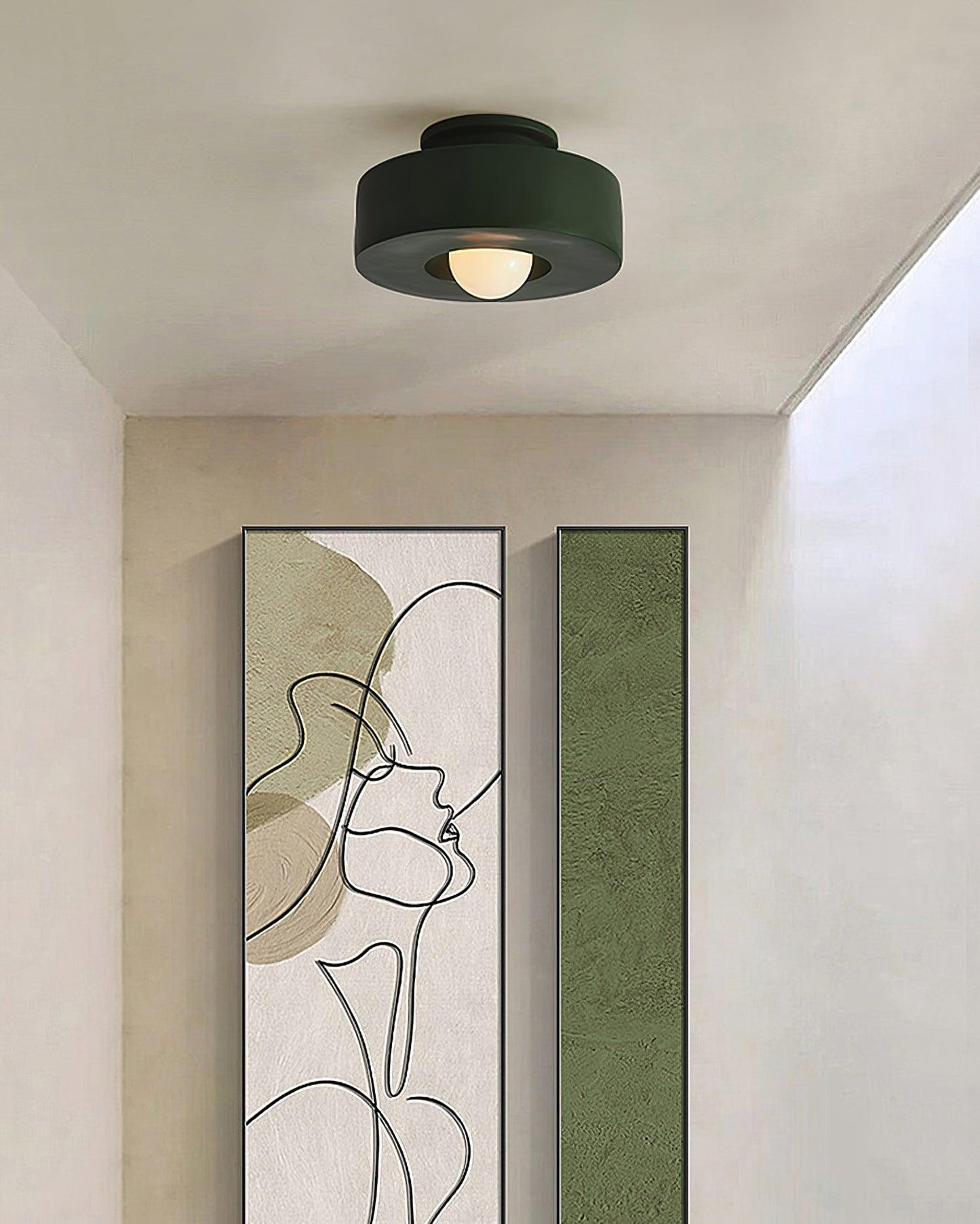 Ceiling Lamp Minimalist Round Drum Shape with Globe Bulb