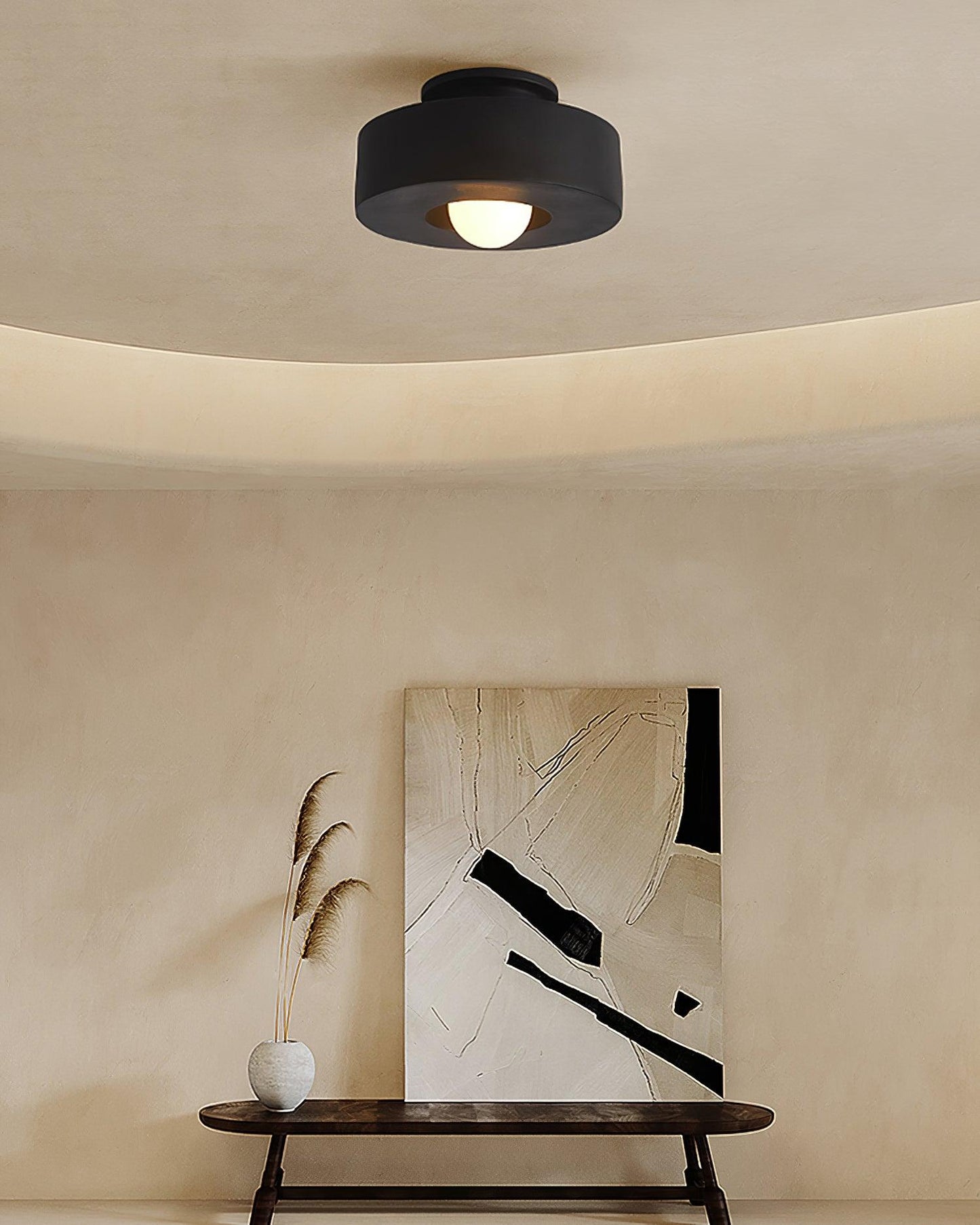 Ceiling Lamp Minimalist Round Drum Shape with Globe Bulb