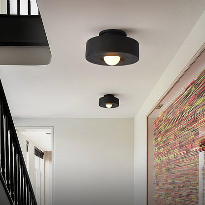 Ceiling Lamp Minimalist Round Drum Shape with Globe Bulb