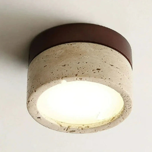 Ceiling Lamp Minimalist Round Stone Look with Integrated LED