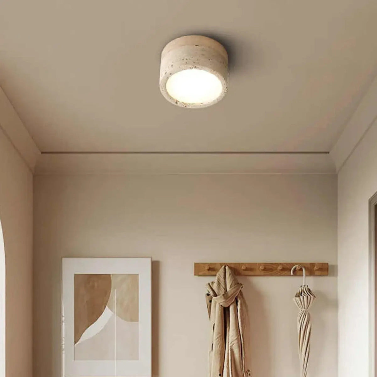 Ceiling Lamp Minimalist Round Stone Look with Integrated LED