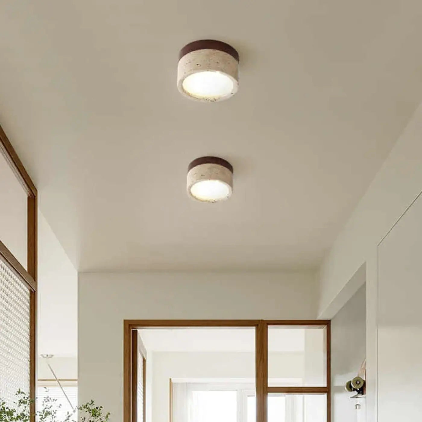Ceiling Lamp Minimalist Round Stone Look with Integrated LED